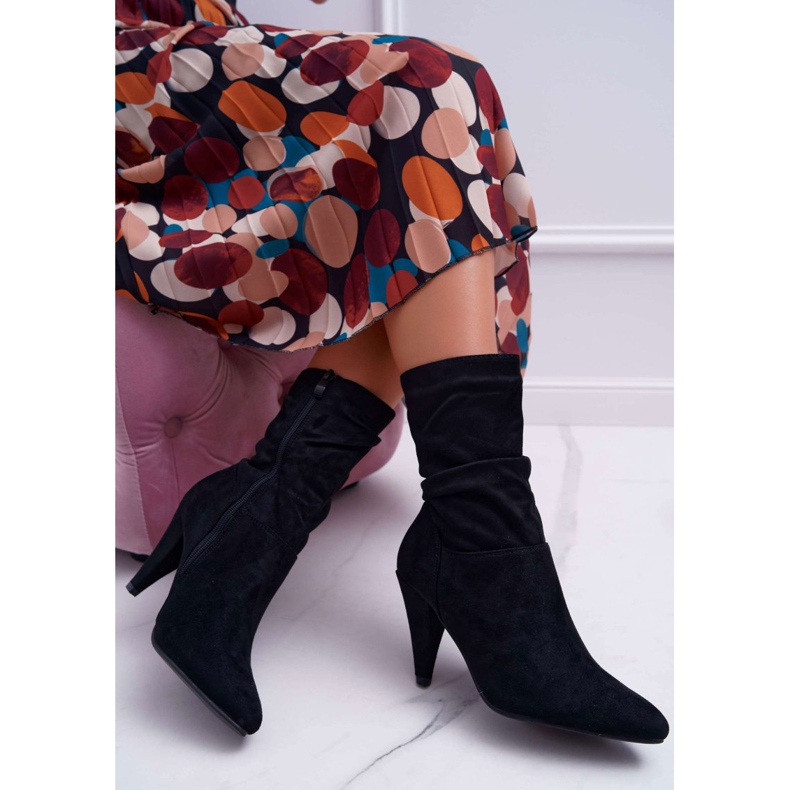 HAN Botas femininas de salto alto sobre o tornozelo preto Temma 2