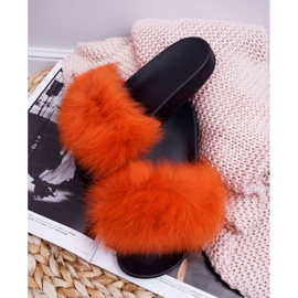 Chinelos femininos com pele natural laranja Naturis 2