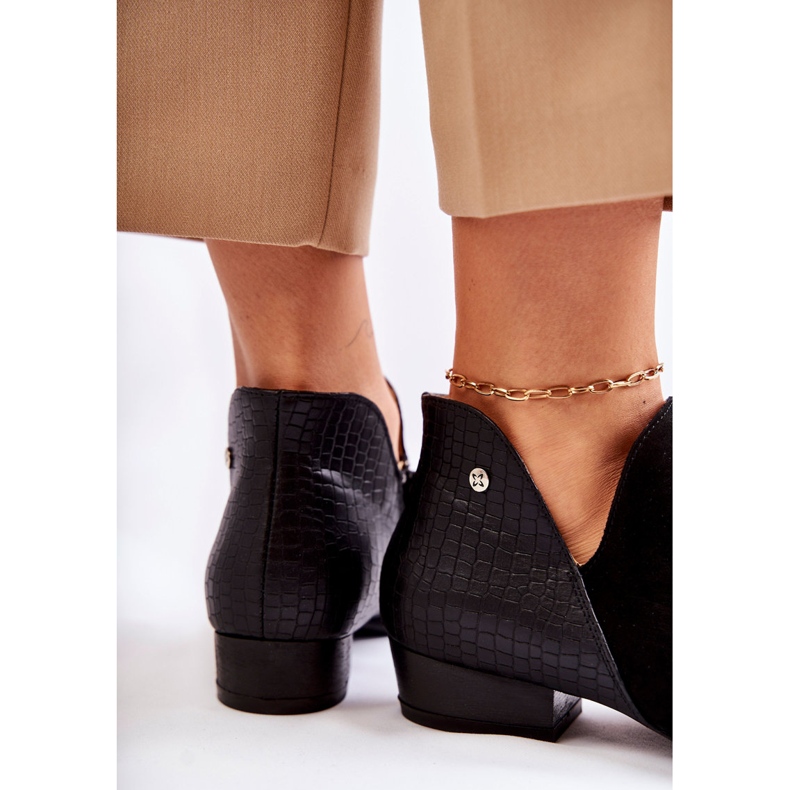 Botas rasteiras femininas de couro maciejka preto 04091-62 / 00-5 2