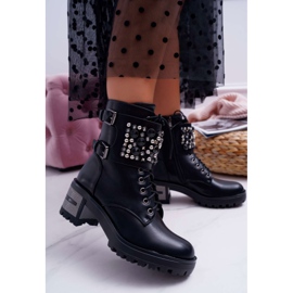 POPA Botas altas femininas rock com aba preta infinita preto 1 POPA Botas altas femininas rock com aba preta infinita preto 1