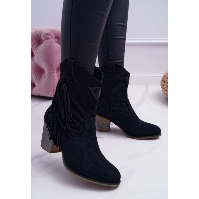 Botas femininas Botas de caubói com fivela Preto Marciapo 1