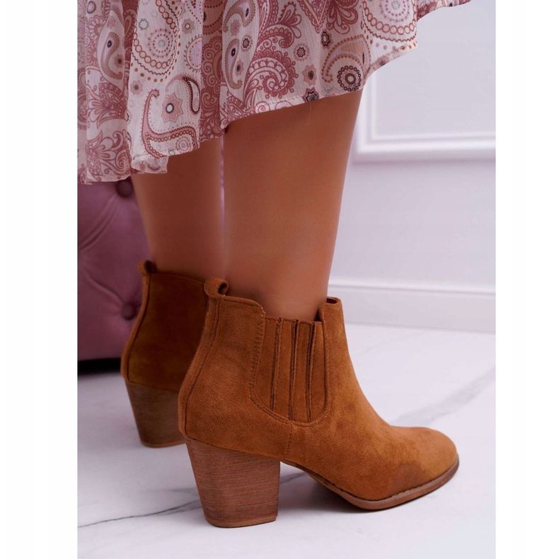 FRID Botas femininas com salto alto camurça camelo Gomen castanho 2
