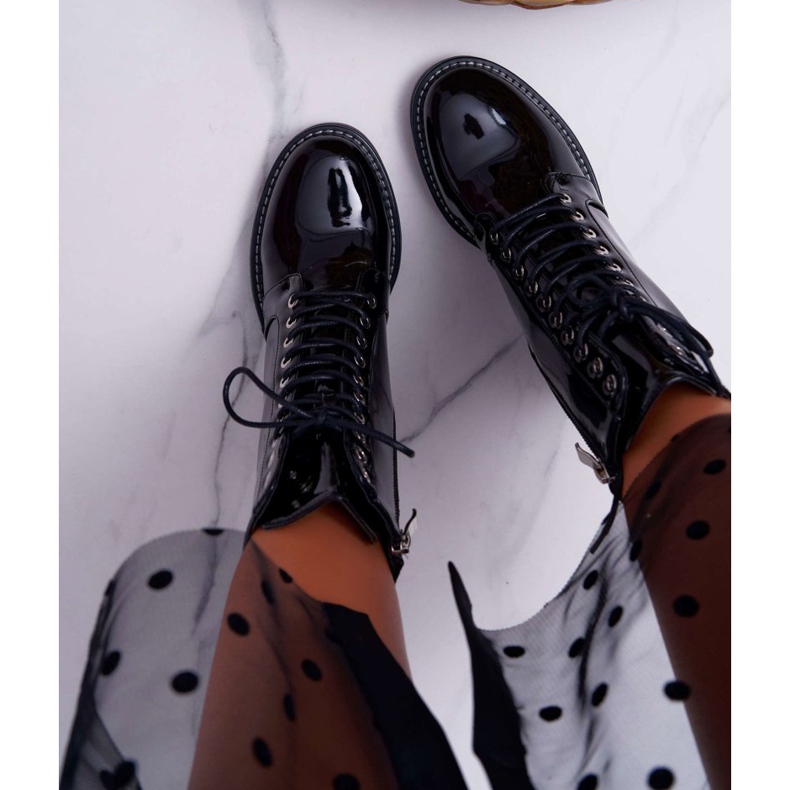 Botas femininas lacadas no salto preto Insist 2