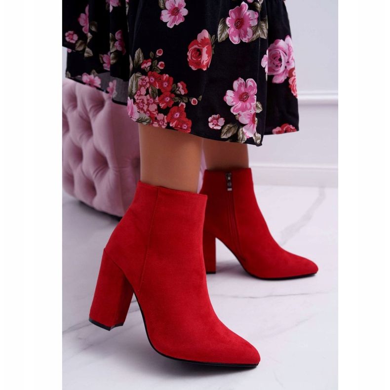 FW1 Botas femininas de salto Suede Red Sharks vermelho 1