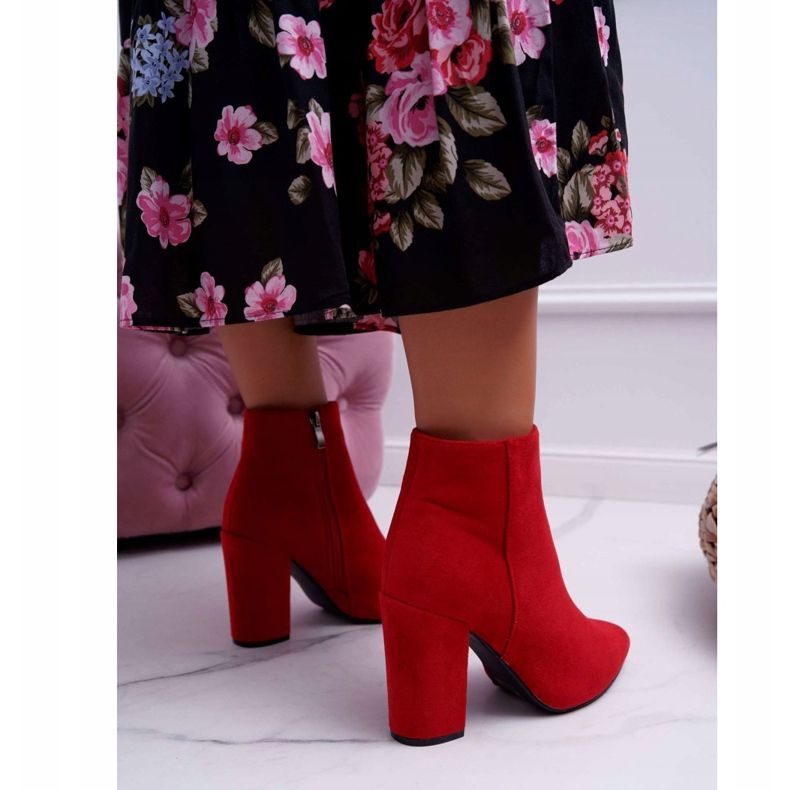 FW1 Botas femininas de salto Suede Red Sharks vermelho 2