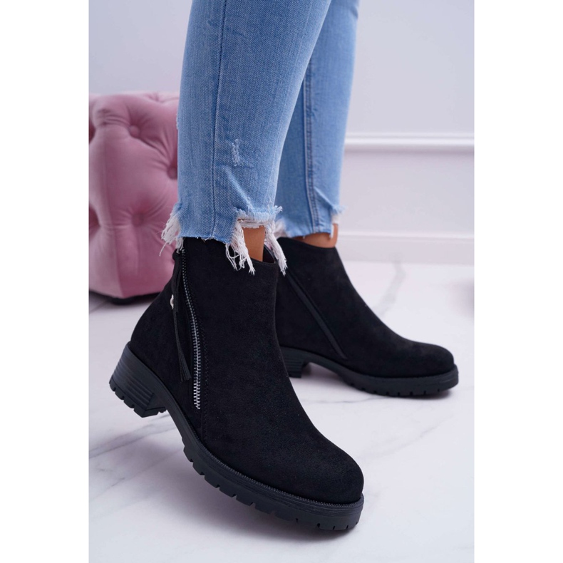 SEA Botas femininas camurça quente Two Sliders Black Ohoo preto 2
