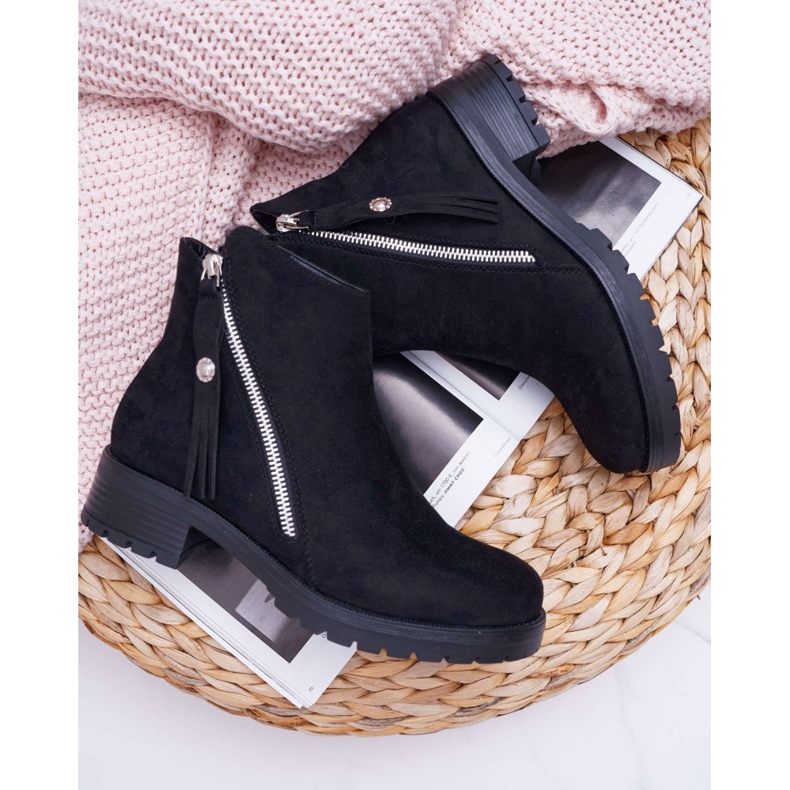 SEA Botas femininas camurça quente Two Sliders Black Ohoo preto 1