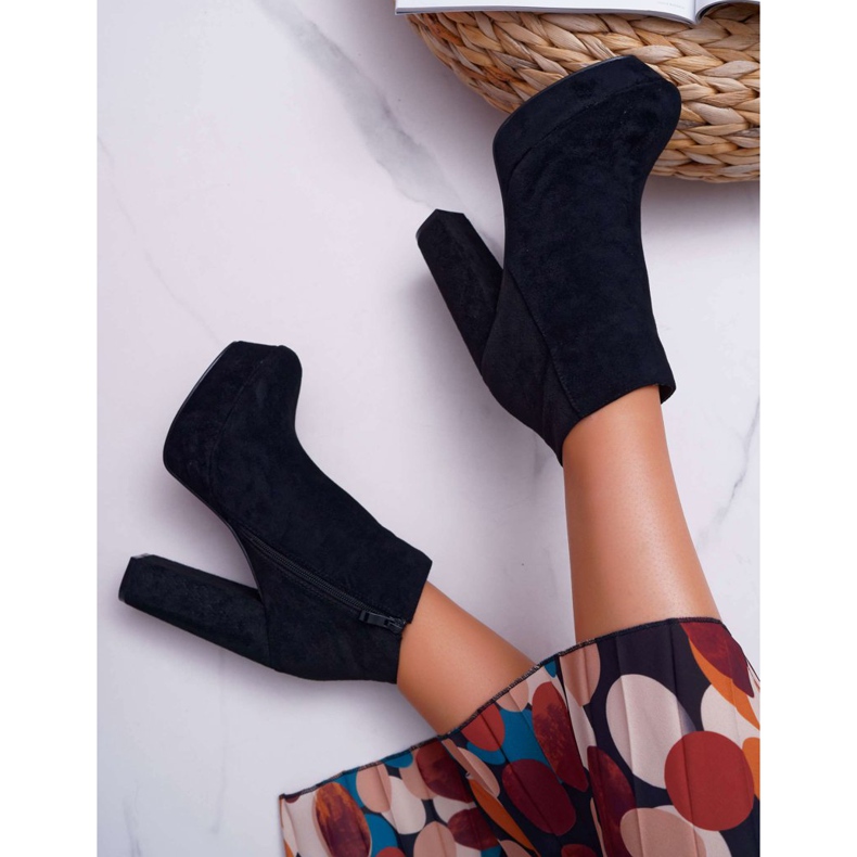 ADY Botas femininas de salto e camurça com plataforma preta Celinne preto 1