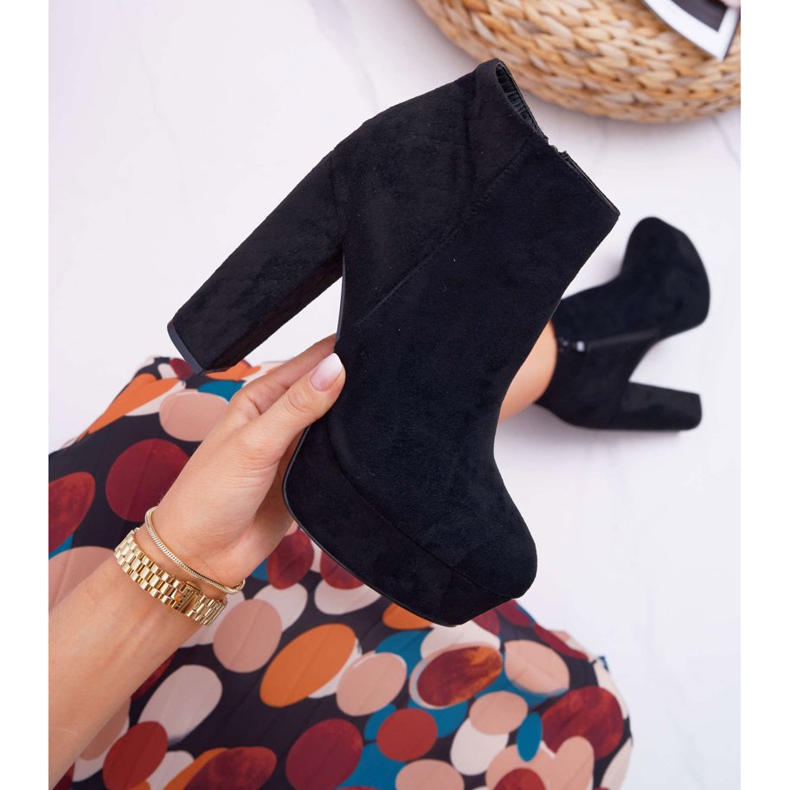 ADY Botas femininas de salto e camurça com plataforma preta Celinne preto 2