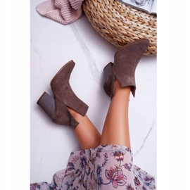 Botas femininas com salto alto primavera couro camurça escura cappuccino Nicole 2430 marrom 2