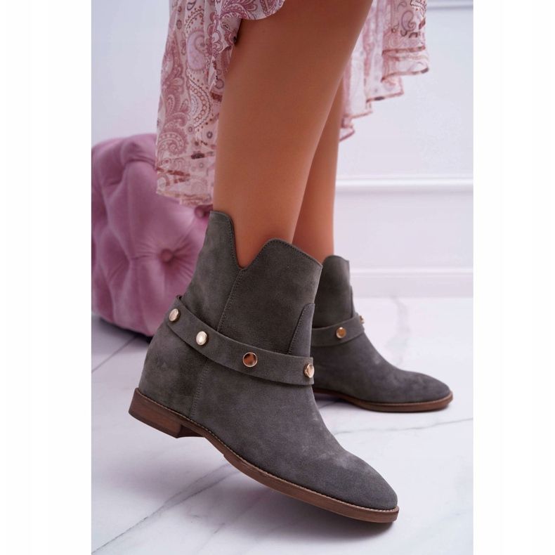 Botas femininas Laura Messi 1890 couro camurça Olive Darmah multicolorido verde 1