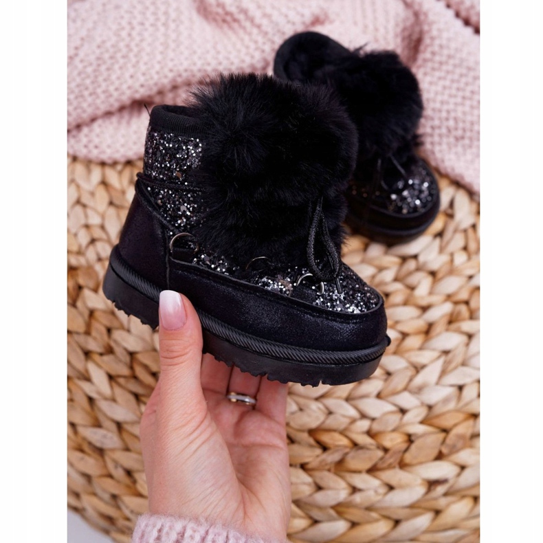 FRROCK Botas infantis de neve com pelo preto Minnie Mouse 2