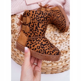 FRROCK Botas de neve infantis com pele de leopardo Fiona castanho 1