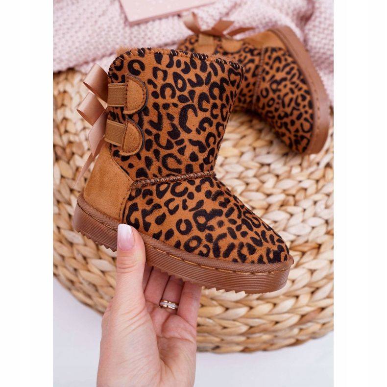 FRROCK Botas de neve infantis com pele de leopardo Fiona marrom 1