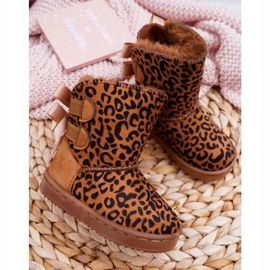 FRROCK Botas de neve infantis com pele de leopardo Fiona marrom 2