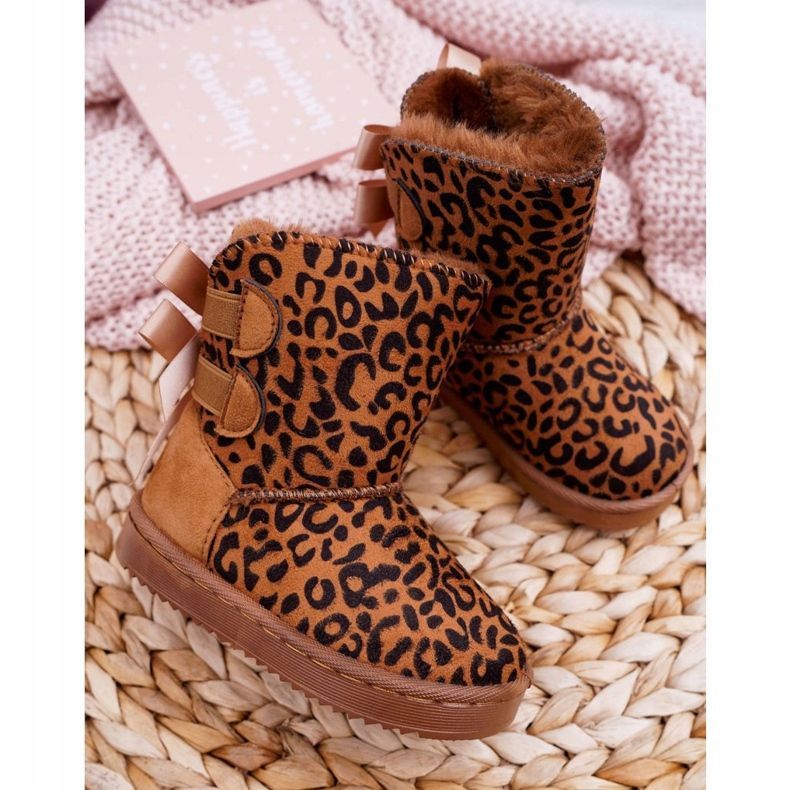 FRROCK Botas de neve infantis com pele de leopardo Fiona marrom 2