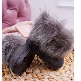 FRROCK Botas de neve infantis com raposa cinza de pelo 2