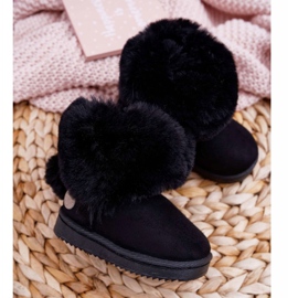 FRROCK Botas de neve infantis com chuteiras de pelo preto 2