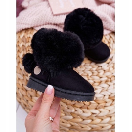 FRROCK Botas de neve infantis com chuteiras de pelo preto 1