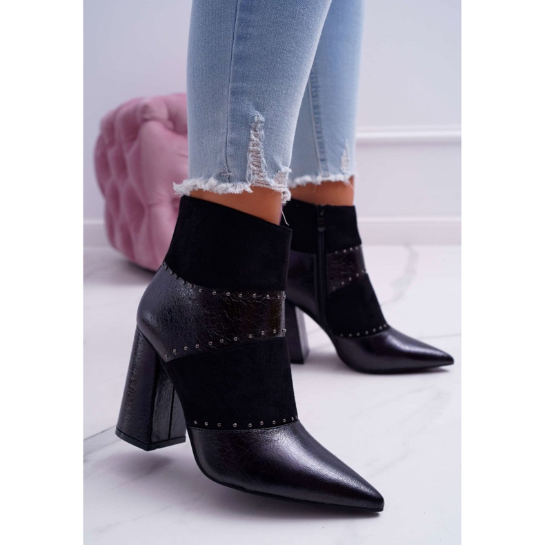SEA Botas femininas de salto alto com rebites em Spitz RB21P Black Yango preto 1 SEA Botas femininas de salto alto com rebites em Spitz RB21P Black Yango preto 1