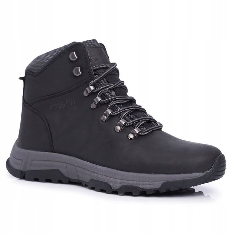 Sapatos de couro Trekker masculino Big Star Black EE174201 preto 1