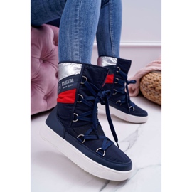 Botas de neve femininas com pelo Big Star azul marinho EE274657 1
