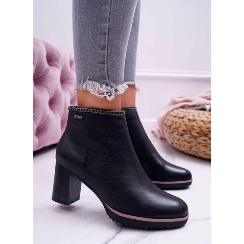 Botas femininas com salto alto de couro Big Star pretas BB274618 preto 2