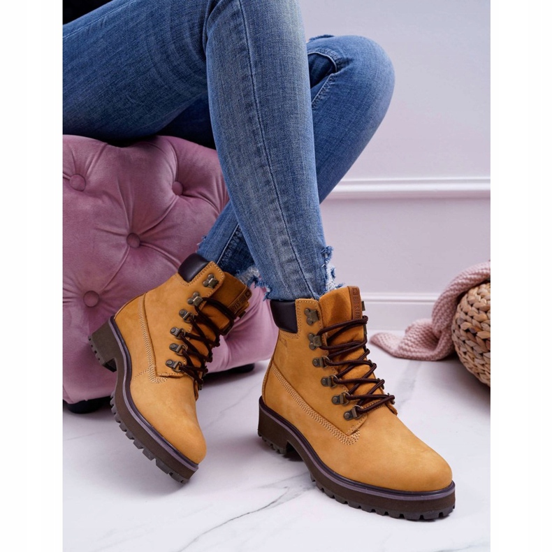 Armadilhas de botas femininas Big Star Camel EE274035 castanho 2