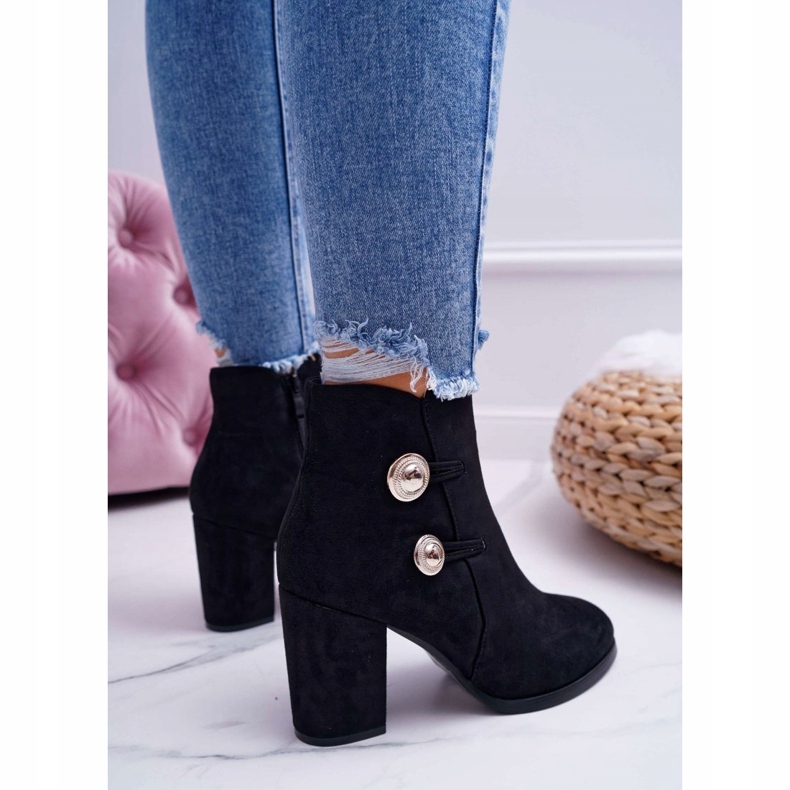 S.Barski Botas femininas de camurça com salto preto Barski 73-2 2