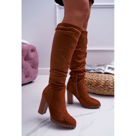EVE Botas femininas de salto em camurça Camel Marion castanho 2
