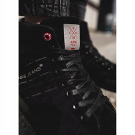 Cross Jeans Tênis masculino jeans de alta cruzada couro camurça preta EE1R4057C preto 2