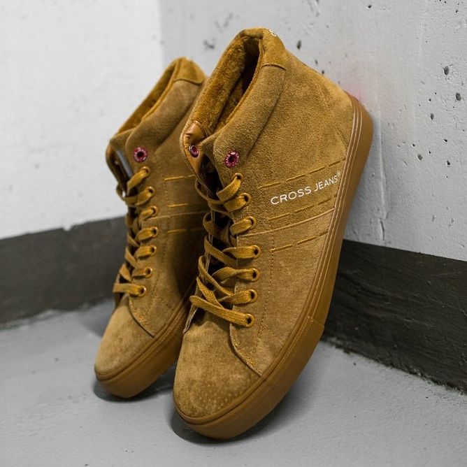 Cross Jeans Tênis masculino Jeans High Cross Couro Camelo Camel EE1R4054C marrom 1