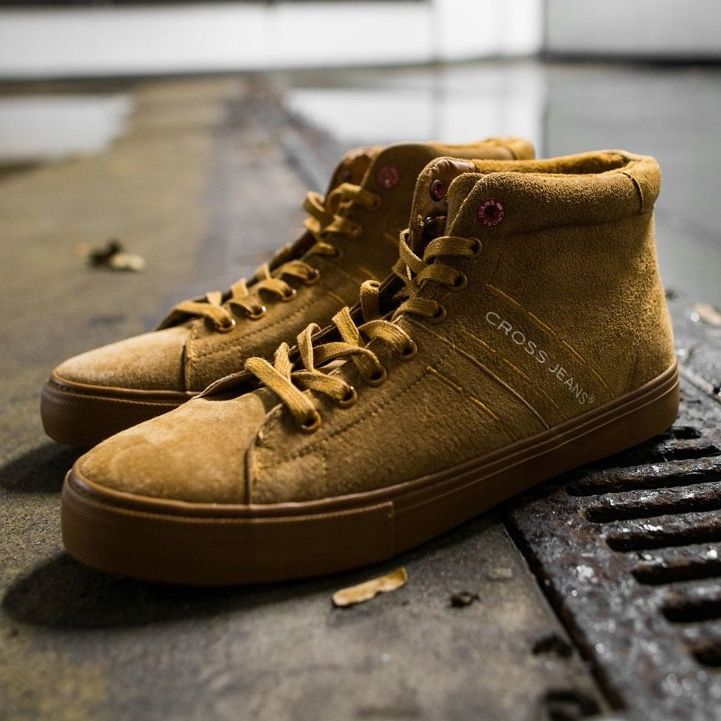 Cross Jeans Tênis masculino Jeans High Cross Couro Camelo Camel EE1R4054C marrom 2