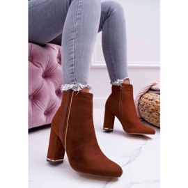 FE1 Botas femininas de salto alto Camel Domeno marrom 1