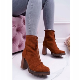 FE1 Botas femininas de salto alto Camel Frann marrom 1
