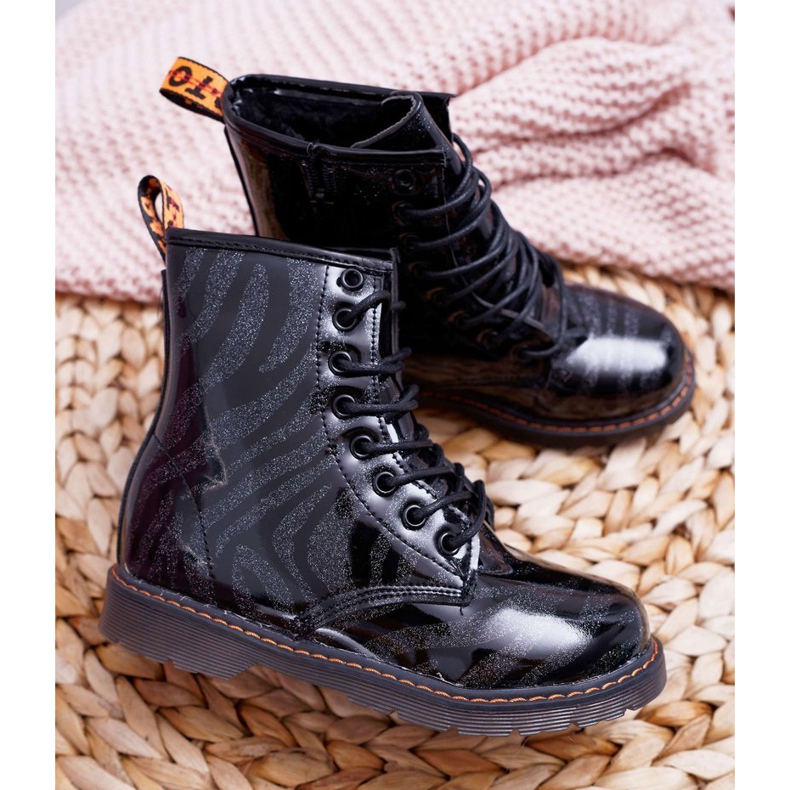 FRROCK Botas juvenis lacadas com zíper Omua preto 1