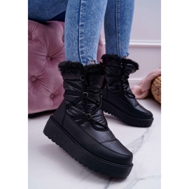FRGIV Botas de neve femininas com pele preta Calma preto 1