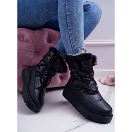 FRGIV Botas de neve femininas com pele preta Calma preto 2