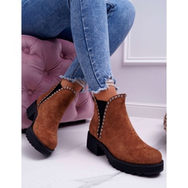 FRBS Botas femininas Chelsea com maricas camelo zircônia cúbica marrom 1
