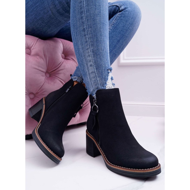 FRJEIN Botas femininas de salto com enchimento de feltro Delia preto 2