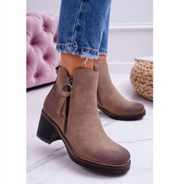 FRJEIN Botas femininas de salto aquecido feltro bege Delia 1