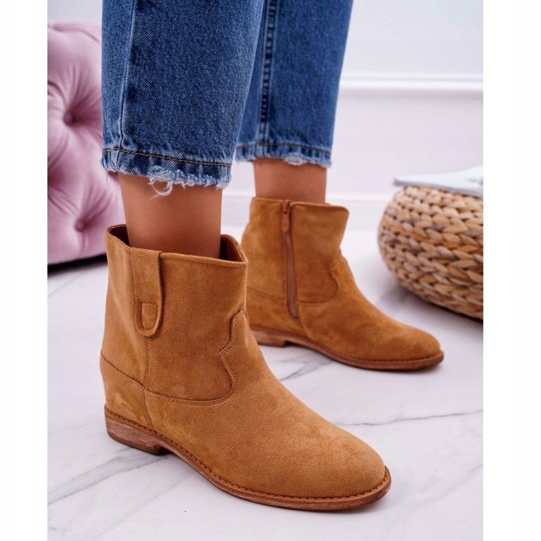 MSMG Botas femininas de cunha Camel Evana marrom 1
