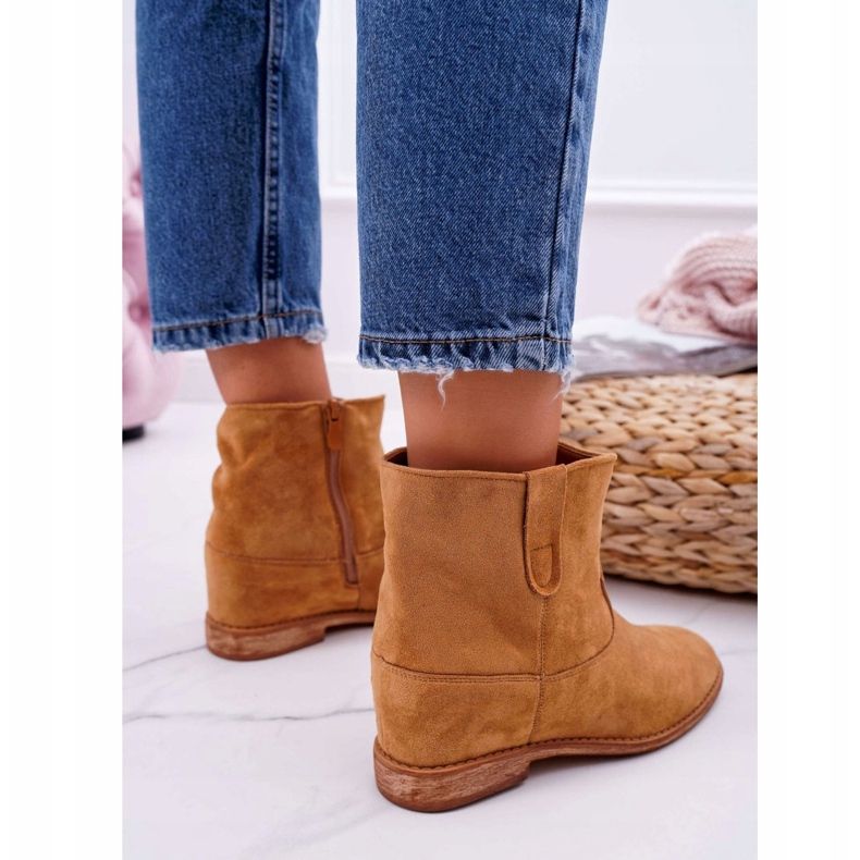 MSMG Botas femininas de cunha Camel Evana marrom 2