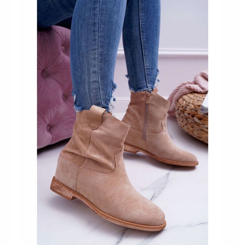 MSMG Botas femininas tornozelo bege Ellen 1