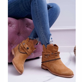 MSMG Botas femininas de tornozelo A3705 da sorte de camelo marrom 2