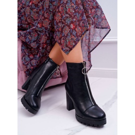 FRBS Botas de salto femininas com zíper decorativo preto Senuto 1