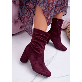 FRJ Botas femininas em camurça de salto alto Burgundy Endless vermelho 1