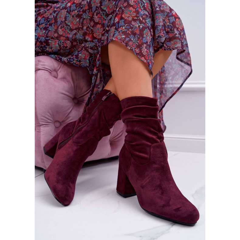 FRJ Botas femininas em camurça de salto alto Burgundy Endless vermelho 2