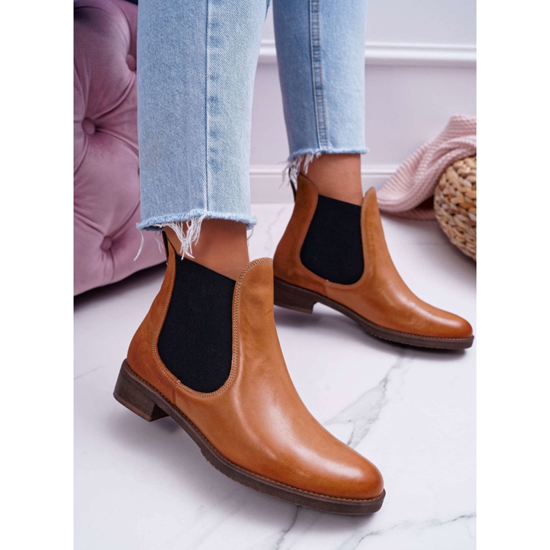 Botas femininas de couro Botas Jodhpur Maciejka Camel 04359 marrom 1