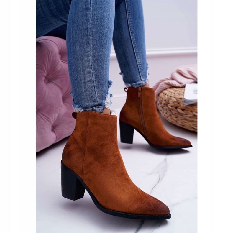Moow Botas de salto feminino camurça camelo Niki marrom 1